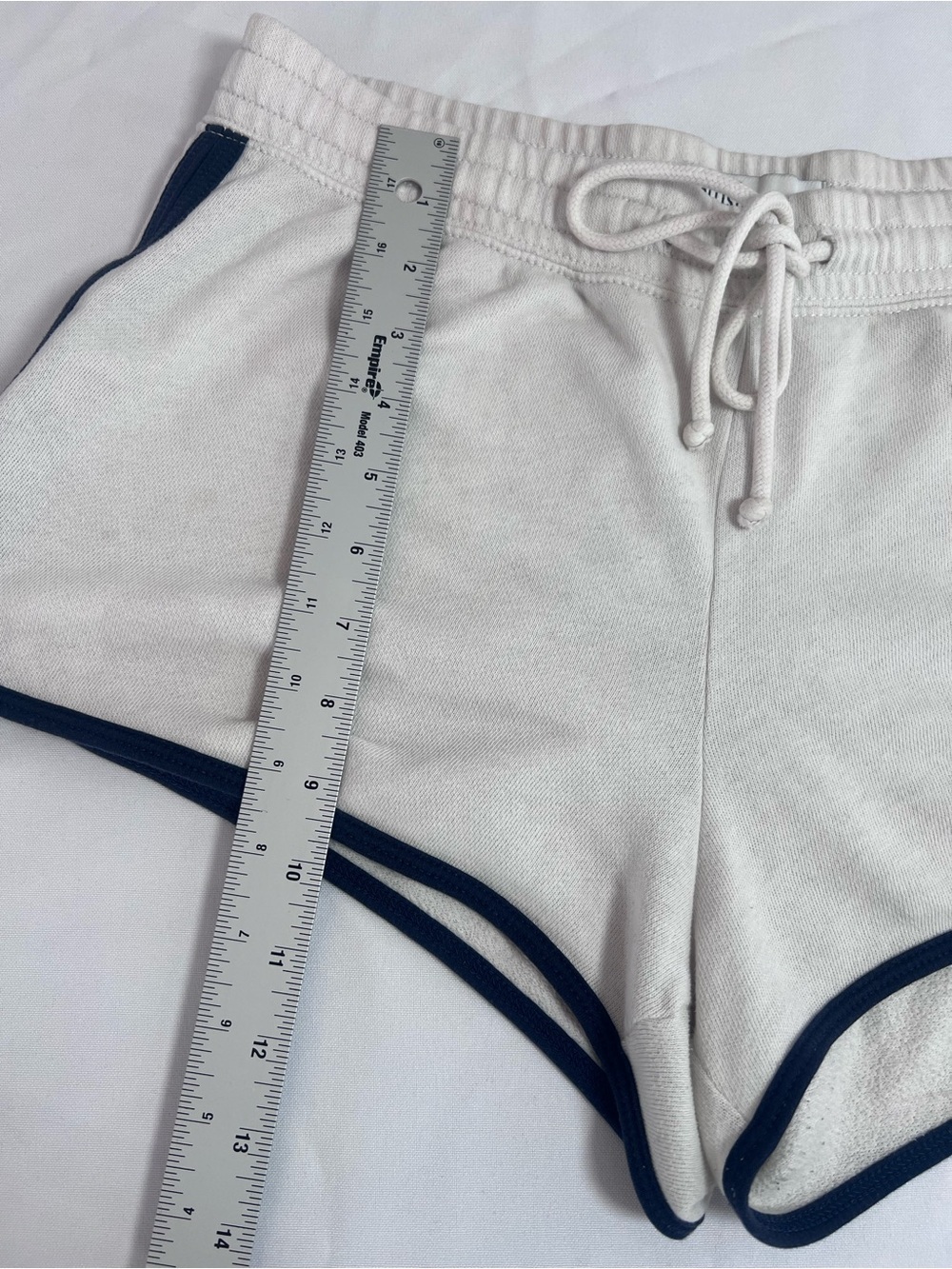 Hollister White Drawstring Terry Shorts with Navy Trim - Picture 8 of 9